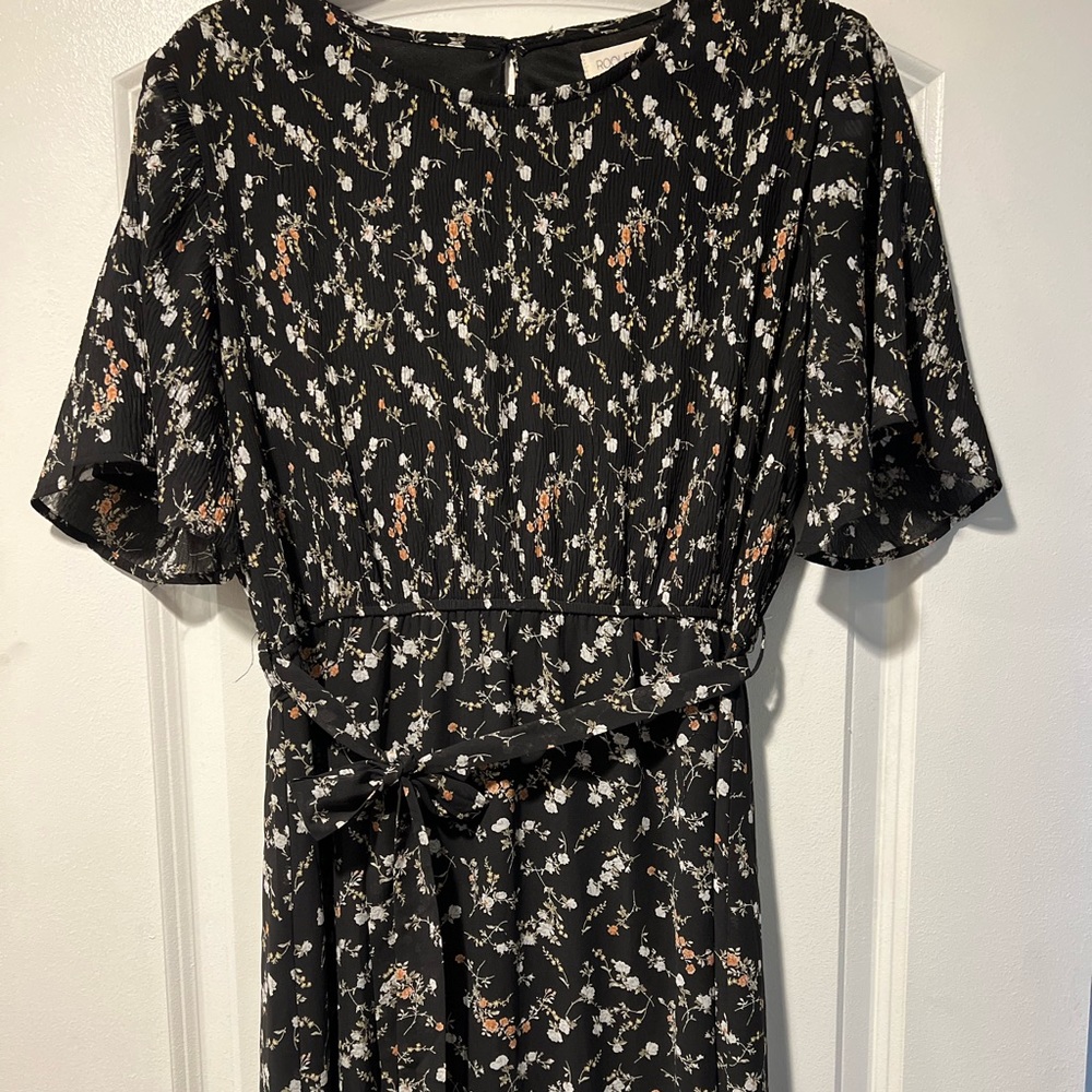 Roolee black smocked floral dress